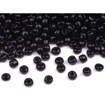   Üveg kásagyöngyök 6/0 - 4 mm-es nem átlátszó - 49 fekete (450 g-os csomagolás)