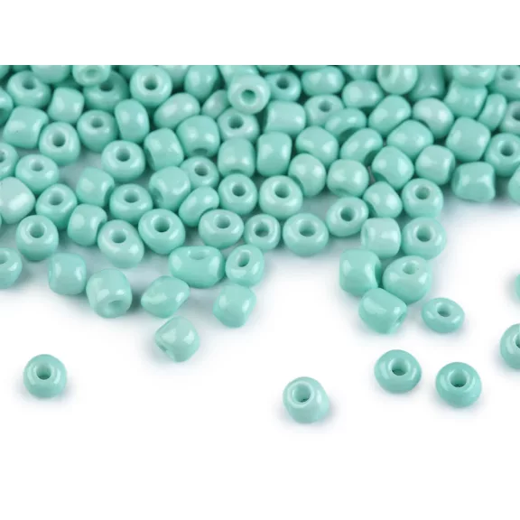 Üveg kásagyöngyök 6/0 - 4 mm-es nem átlátszó - 834 menta (50 g-os csomagolás) Üveg kásagyöngyök 6/0 - 4 mm-es nem átlátszó - 834 menta (50 g-os csomagolás)