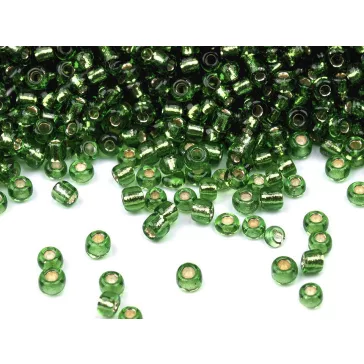   Üveg kásagyöngy 12/0 - 2 mm-es lyukkal - 27 zöld páfránya (450 g-os csomagolás)