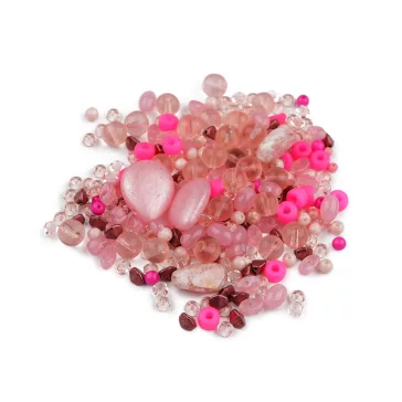 Vegyes üveggyöngyök - 17 pink (300 g-os csomagolás)