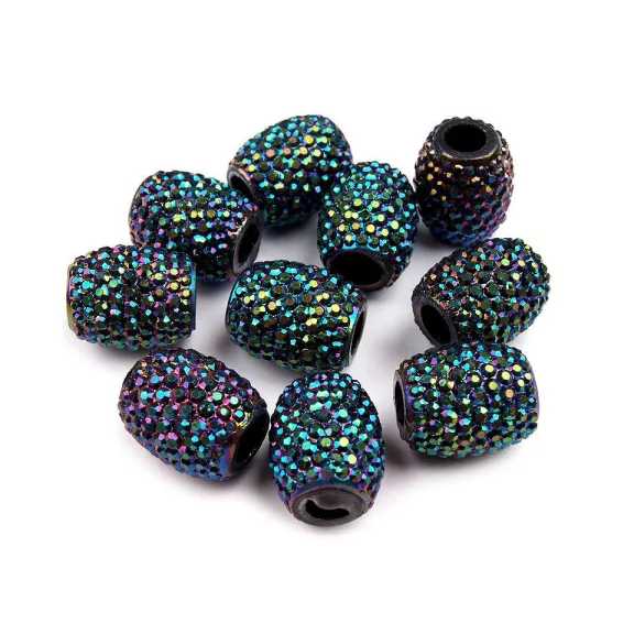 Műanyag gyöngy nagy lyukú 13x15 mm - 7 (048) türkysz zöld AB (5 db-os csomagolás) Műanyag gyöngy nagy lyukú 13x15 mm - 7 (048) türkysz zöld AB (5 db-os csomagolás)