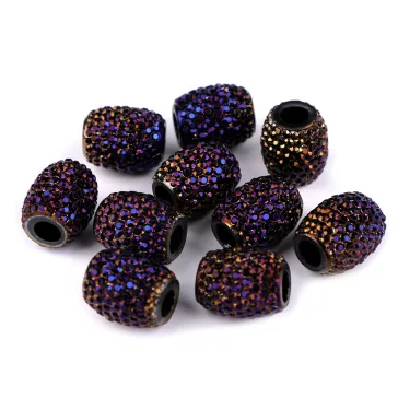   Műanyag gyöngy nagy lyukú 13x15 mm - 11 (064) kékeslila AB (5 db-os csomagolás)