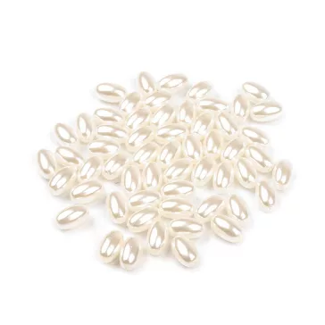   Műanyag teklagyöngyök / Glance oliva gyöngyök 6x10 mm - F1 krém világos (10 g-os csomagolás)
