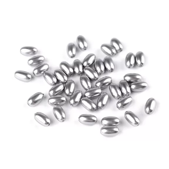 Műanyag teklagyöngyök / Glance oliva gyöngyök 6x10 mm - F30 szürke (10 g-os csomagolás) Műanyag teklagyöngyök / Glance oliva gyöngyök 6x10 mm - F30 szürke (10 g-os csomagolás)