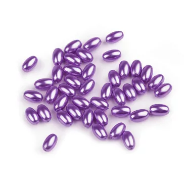   Műanyag teklagyöngyök / Glance oliva gyöngyök 6x10 mm - F25 lila (10 g-os csomagolás)