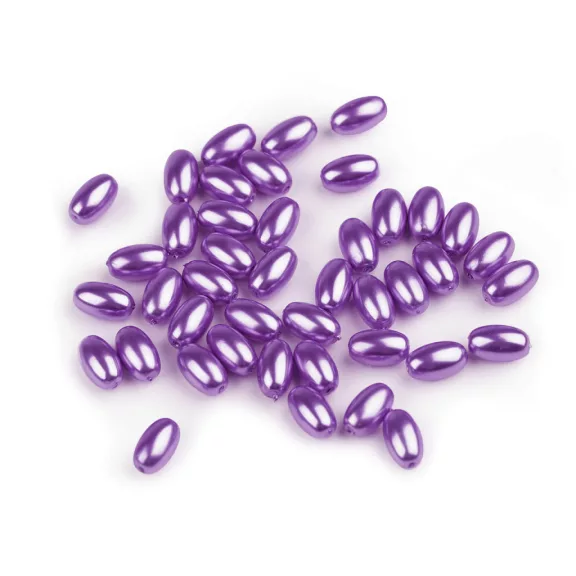 Műanyag teklagyöngyök / Glance oliva gyöngyök 6x10 mm - F25 lila (10 g-os csomagolás) Műanyag teklagyöngyök / Glance oliva gyöngyök 6x10 mm - F25 lila (10 g-os csomagolás)