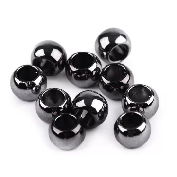   Műanyag gyöngyök Metalic nagy lyukú 8x10 mm - 3 nikkel fekete (1000 db-os csomagolás)