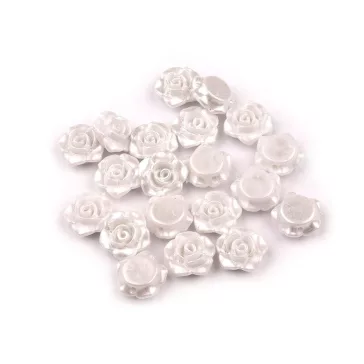   Műanyag teklagyöngyök / gyöngyrózsák bújtatóval Ø13 mm - 1 fehér (20 db-os csomagolás)