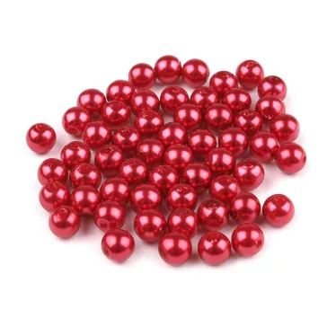   Műanyag teklagyöngyök / Glance gyöngyök Ø6 mm - F78 világos piros gyöngyös (100 g-os csomagolás)