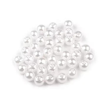   Műanyag teklagyöngyök / Glance gyöngyök Ø6 mm - F2 fehér (500 g-os csomagolás)