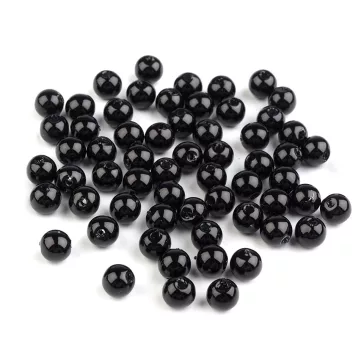   Műanyag teklagyöngyök / Glance gyöngyök Ø6 mm - F75 fekete (500 g-os csomagolás)