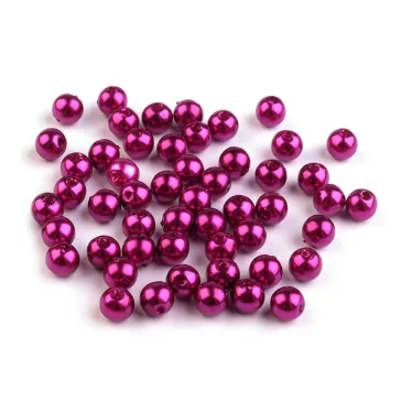  Műanyag teklagyöngyök / Glance gyöngyök Ø6 mm - F46 vörös fukszia (20 g-os csomagolás)