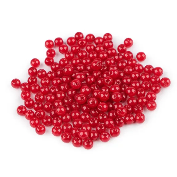 Műanyag teklagyöngyök / Glance gyöngyök Ø6 mm - F40 sötétpiros (500 g-os csomagolás) Műanyag teklagyöngyök / Glance gyöngyök Ø6 mm - F40 sötétpiros (500 g-os csomagolás)