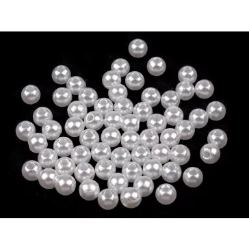   Műanyag teklagyöngyök / Glance gyöngyök Ø5 mm - F2 fehér (500 g-os csomagolás)