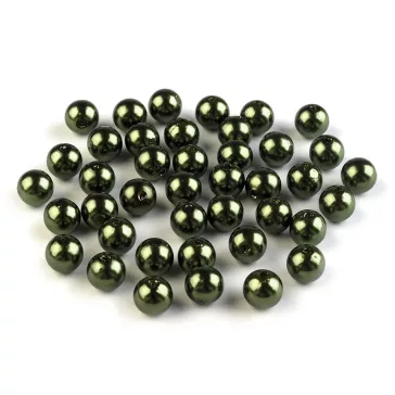   Műanyag teklagyöngyök / Glance gyöngyök Ø8 mm - F37 zöld sötét khaki (100 g-os csomagolás)