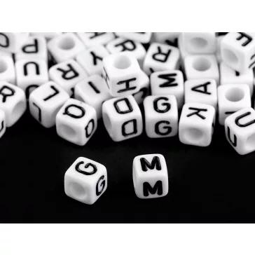   Betű gyöngy 6 mm kocka alakú - 1 mix fekete-fehér (72 zacskó)
