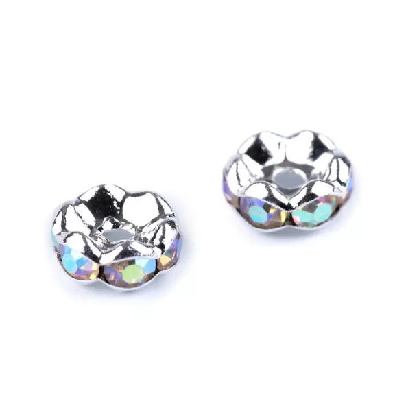 Saton rondella Ø8 mm - 4 crystal AB (10 db-os csomagolás) Saton rondella Ø8 mm - 4 crystal AB (10 db-os csomagolás)