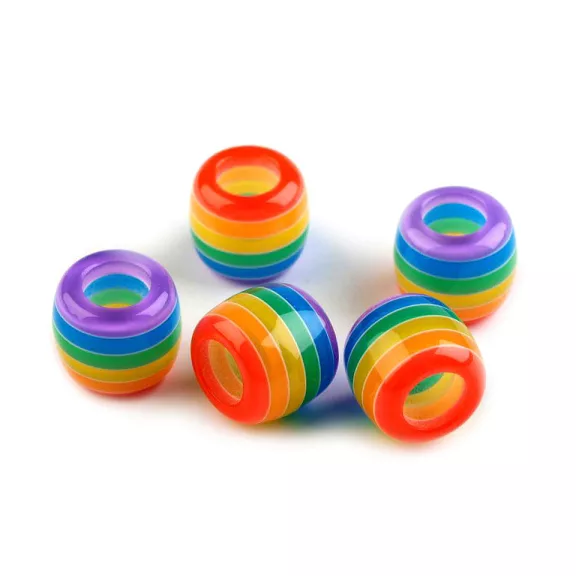 Műanyag gyöngyök csíkozással nagy lyukkal 10x12 mm - 4 multicolor (10 db-os csomagolás) Műanyag gyöngyök csíkozással nagy lyukkal 10x12 mm - 4 multicolor (10 db-os csomagolás)