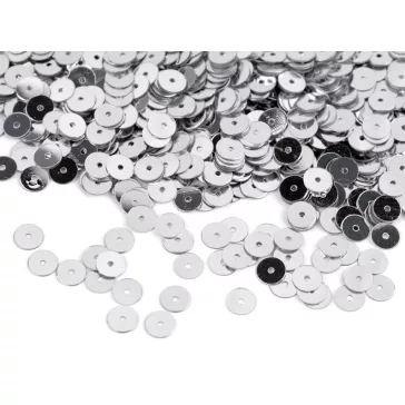   Sima flitterek Ø6 mm metál fénnyel - 1 ezüst (500 g-os csomagolás)