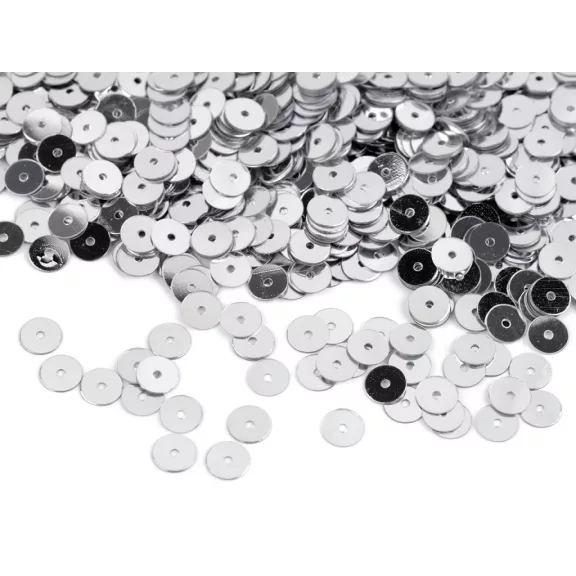 Sima flitterek Ø6 mm metál fénnyel - 1 ezüst (50 g-os csomagolás) Sima flitterek Ø6 mm metál fénnyel - 1 ezüst (50 g-os csomagolás)
