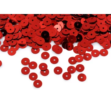   Sima flitterek Ø6 mm metál fénnyel - 3 piros (450 g-os csomagolás)