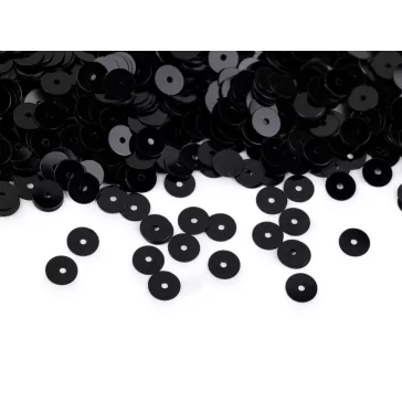   Sima flitterek Ø6 mm metál fénnyel - 2336 fekete (50 g-os csomagolás)