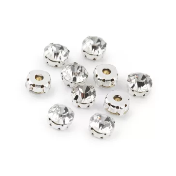   Felvarrható satonok / strassz tokban Ø10 mm - Ø10 mm crystal (40 db-os csomagolás)