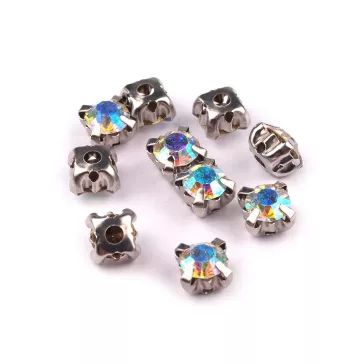   Felvarrható satonok / strassz tokban Ø10 mm - Ø10 mm crystal (40 db-os csomagolás)