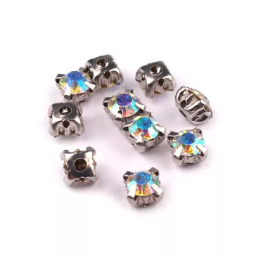   Felvarrható satonok / strassz tokban Ø10 mm - Ø10 mm crystal (40 db-os csomagolás)