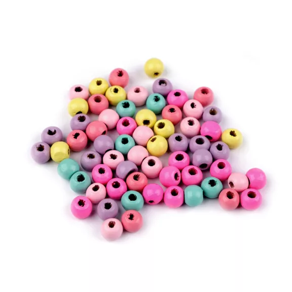 Fa gyöngyök pasztell színek Ø8 mm - mix (100 g-os csomagolás) Fa gyöngyök pasztell színek Ø8 mm - mix (100 g-os csomagolás)