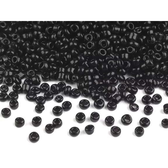 Üveg kásagyöngyök 12/0 2mm-es nem átlátszó - 41 fekete (150 g-os csomagolás) Üveg kásagyöngyök 12/0 2mm-es nem átlátszó - 41 fekete (150 g-os csomagolás)