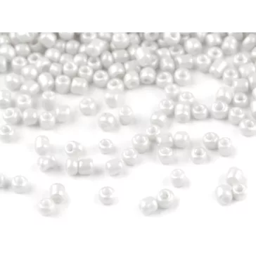   Üveg kásagyöngyök 12/0 2mm-es nem átlátszó - 964 gyöngyházfehér (150 g-os csomagolás)