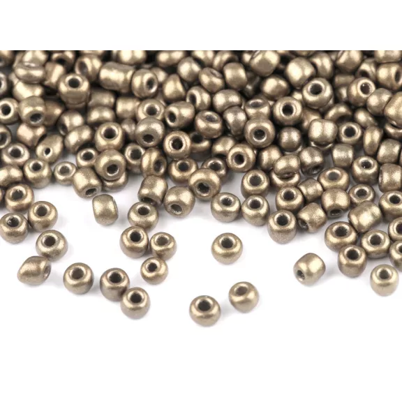 Kásagyöngy 8/0 - 3 mm matál, nem átlátszó - QK18 világos arany (50 g-os csomagolás) Kásagyöngy 8/0 - 3 mm matál, nem átlátszó - QK18 világos arany (50 g-os csomagolás)