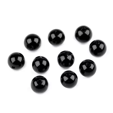   Műanyag teklagyöngyok / Glance gyöngyök Ø10 mm - F75 fekete (500 g-os csomagolás)
