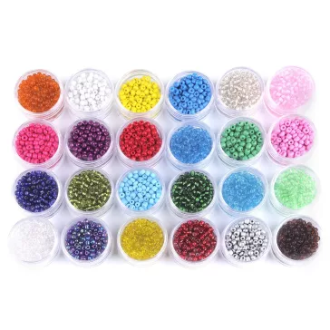   Üveg kásagyöngy keverék tégelyben 8-12 g Ø4 mm14 g Ø4mm - mix (24 dóza)