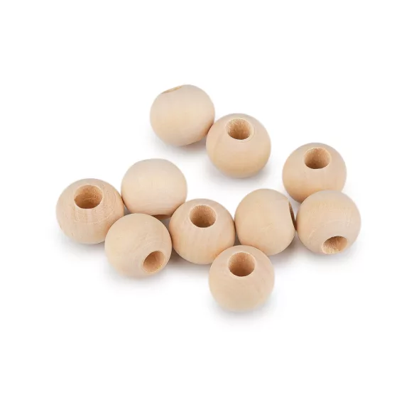 Fa gyöngyök natúr nem lakkozott Ø20 mm macrame technikához - 1 természeti (10 db-os csomagolás) Fa gyöngyök natúr nem lakkozott Ø20 mm macrame technikához - 1 természeti (10 db-os csomagolás)