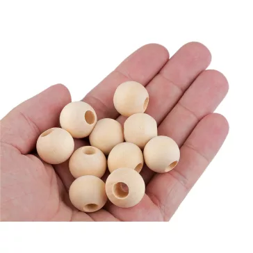   Fa gyöngyök natúr nem lakkozott Ø20 mm macrame technikához - 1 természeti (100 db-os csomagolás)