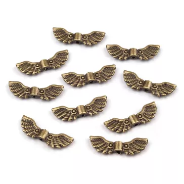  Fém köztes gyöngy angyal szárny 7x22mm - platina (500 db-os csomagolás)