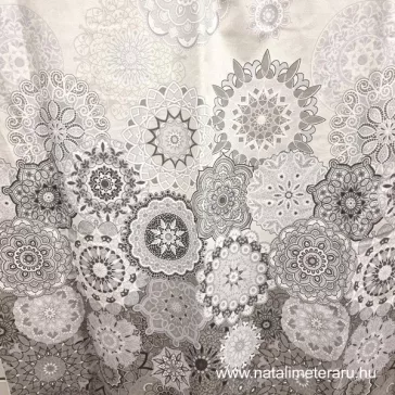 Szürke mandala mintás prémium pamutvászon 220 cm széles