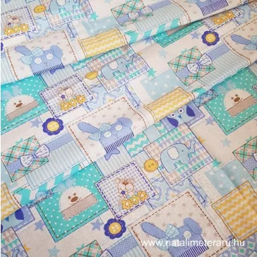 Blue-green patchwork children's pattern cotton batiszt