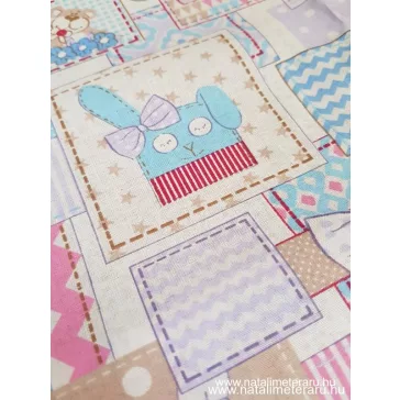 Rózsaszín patchwork gyerekmintás pamut batiszt
