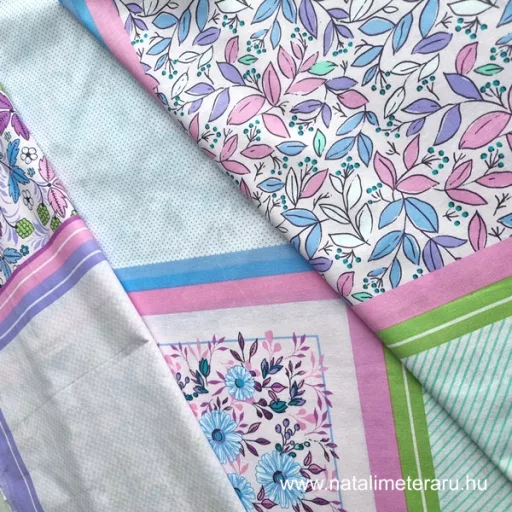 Zöld-rózsaszín virág mintás batiszt panelek