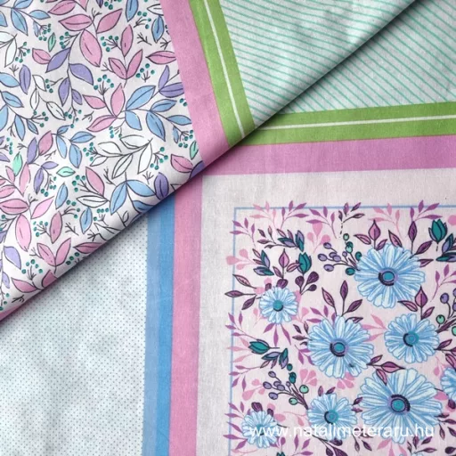 Zöld-rózsaszín virág mintás batiszt panelek