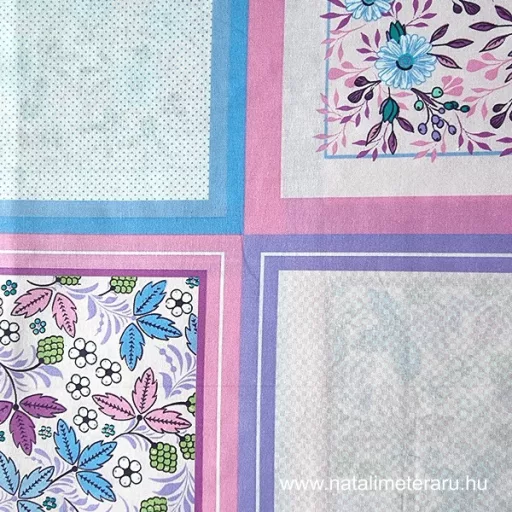 Zöld-rózsaszín virág mintás batiszt panelek