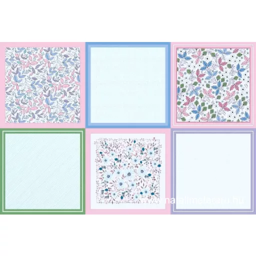 Zöld-rózsaszín virág mintás batiszt panelek