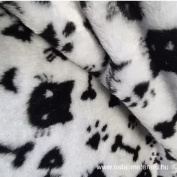   Szürke alapon fekete cica, csont, halcsont, mancs minta -  rövid szálú műszőrme