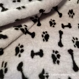   Levendula lila alapon fekete csont és mancs minta -  rövid szálú műszőrme