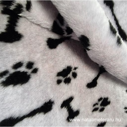 Levendula lila alapon fekete csont és mancs minta -  rövid szálú műszőrme