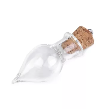   Üvegcse medál 13x37 mm könnycsepp - Transparent (50 fiola)