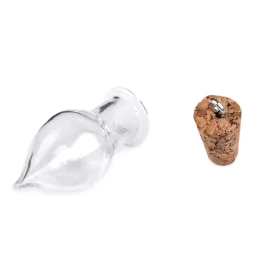   Üvegcse medál 13x37 mm könnycsepp - Transparent (50 fiola)